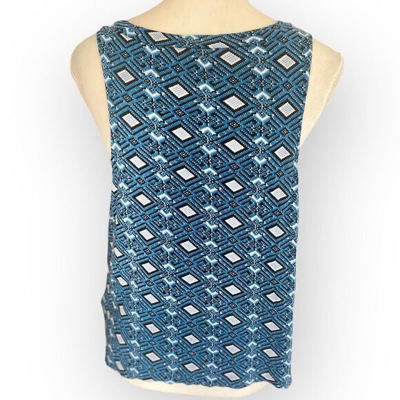 Joie geometric shape blue Sleeveless V-neck top - Picture 2 of 4